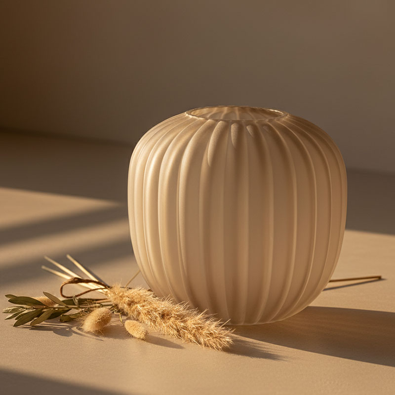 ARIEL • Grand Vase en Verre Sablé beige – Image 4