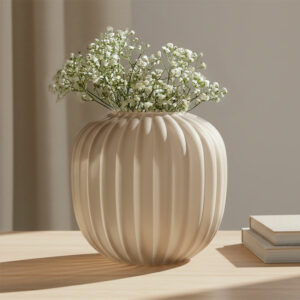 ARIEL • Grand Vase en Verre Sablé beige