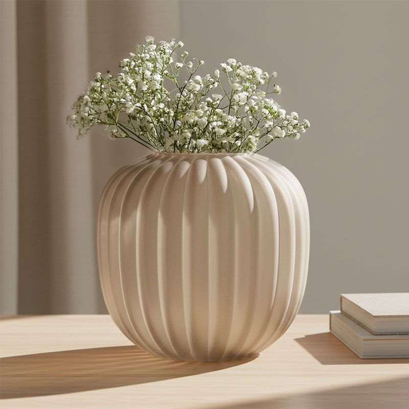 ARIEL • Grand Vase en Verre Sablé beige – Image 2