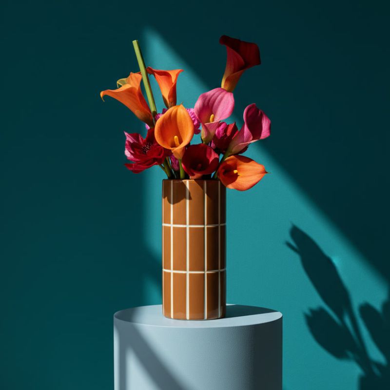 SARAH • Vase en céramique carrelé ocre – Image 3