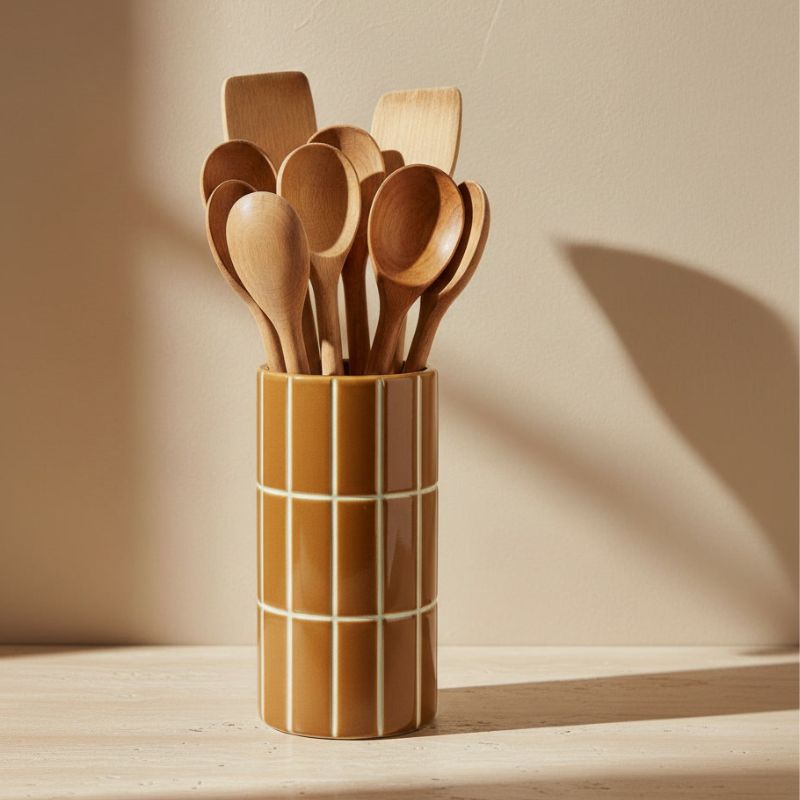 SARAH • Vase en céramique carrelé ocre – Image 4