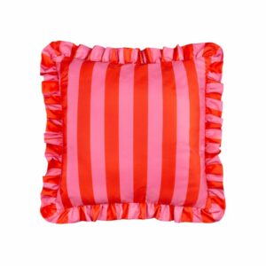 JUNE • Coussin Extérieur Rayé Rouge & Rose