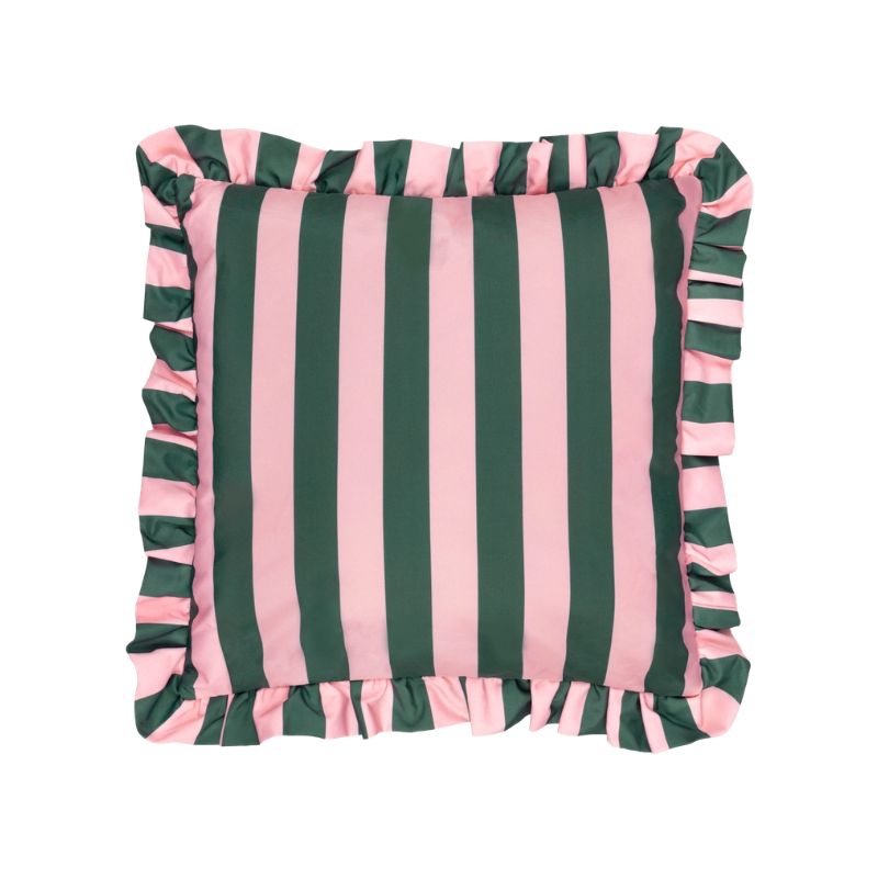 JUNE • Coussin Extérieur Rayé Vert & Rose