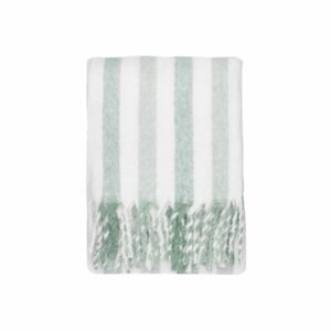 CALIOPE • Plaid Rayé Vert Sauge (180×140 cm)